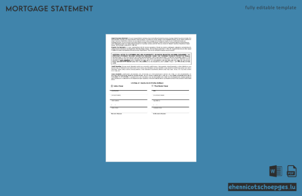 Hypothekenabrechnung der Monese Bank (Vereinigtes Königreich) im Word- und PDF-Format – 3 Beispielvorschau